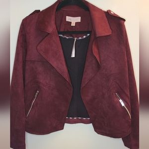 Philosophy Faux Suede Moto Jacket - Burgundy